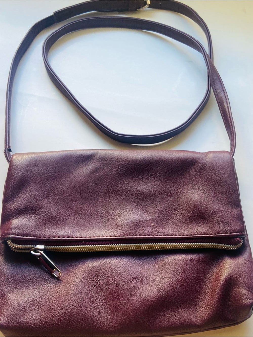 Leather Crossbody Bag in Deep Plum - Elegant Everyday Shoulder Bag or Crossbody